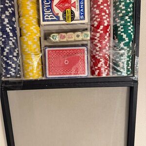 Italfama Poket chip set- 200chips , 2 bicycle decks,and dice and case